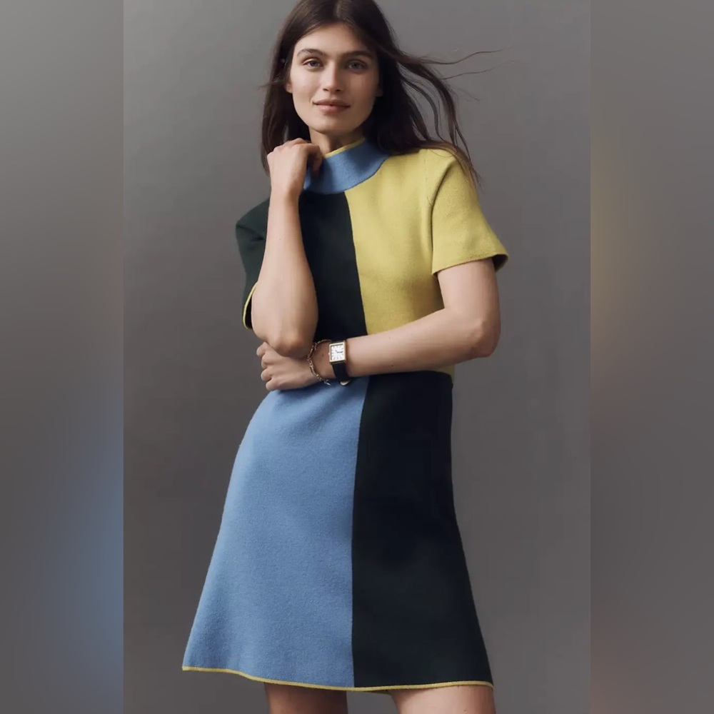 Anthropologie Nina Mock-neck dress